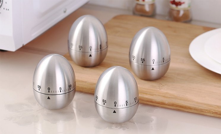 Đồng Hồ Hẹn Giờ Cơ Học Nhà Bếp Hình Quả Trứng Vỏ Inox