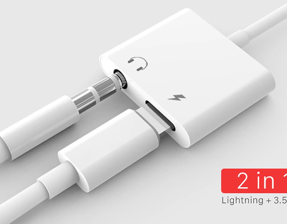 Cáp Chuyển Iphone 2 Trong 1 Ra 2 Đầu Lightning Và 3.5mm