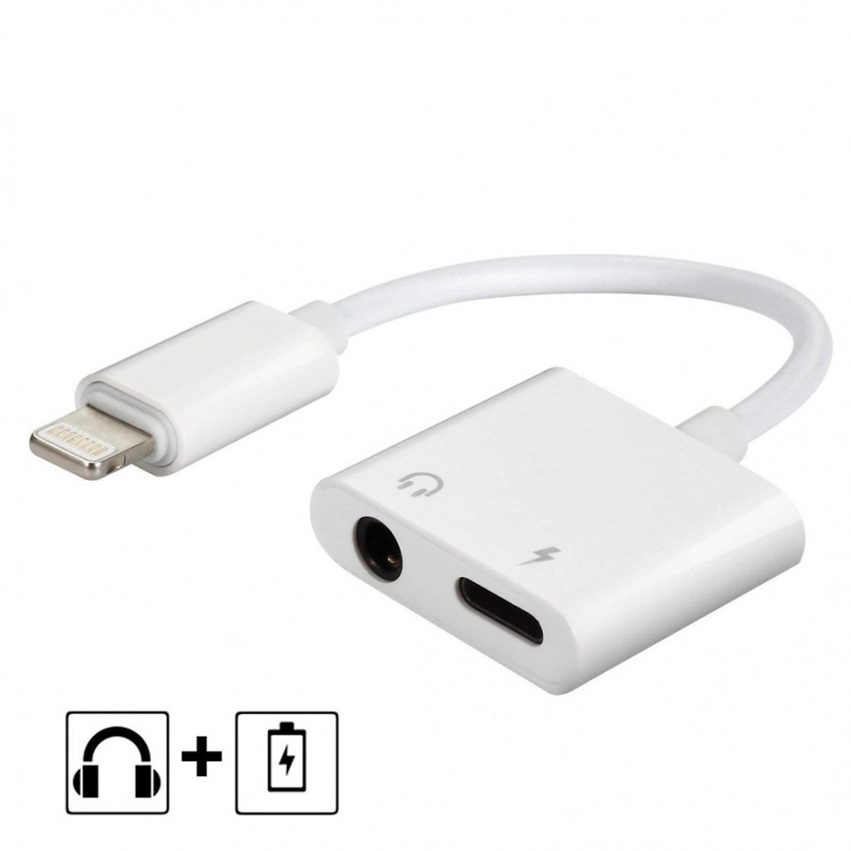 Cáp Chuyển Iphone 2 Trong 1 Ra 2 Đầu Lightning Và 3.5mm
