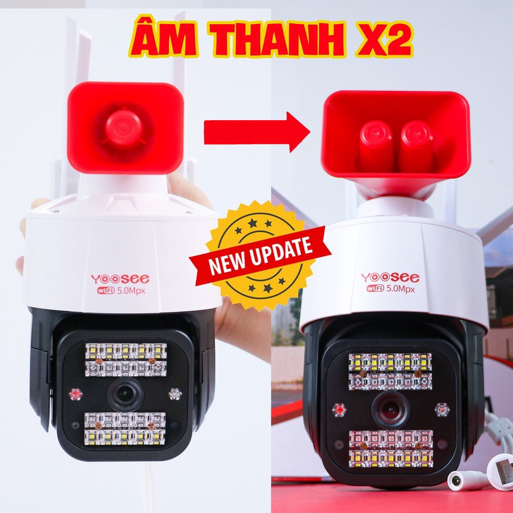 Camera Yoosee Ptz Kèm Loa Lớn 5.0Mpx 4 Râu Ptz-20L-Db-5.0, Hỗ Trợ Đèn Báo Động Cao Cấp