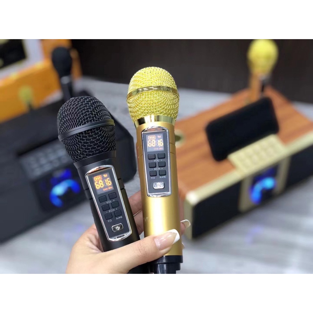 Loa Karaoke Bluetooth Kei K08 - Tặng Kèm 2 Micro Không Dây Có Màn Hình Lcd - Sạc Pin Micro Trên Loa