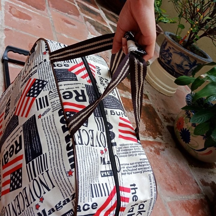 Túi Kéo Du Lịch Có Bánh Xe Tiên Dụng (Cờ Mỹ & Báo Retro)