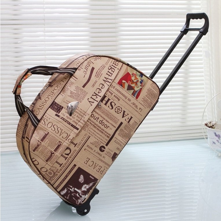 Túi Kéo Du Lịch Có Bánh Xe Tiên Dụng (Cờ Mỹ & Báo Retro)