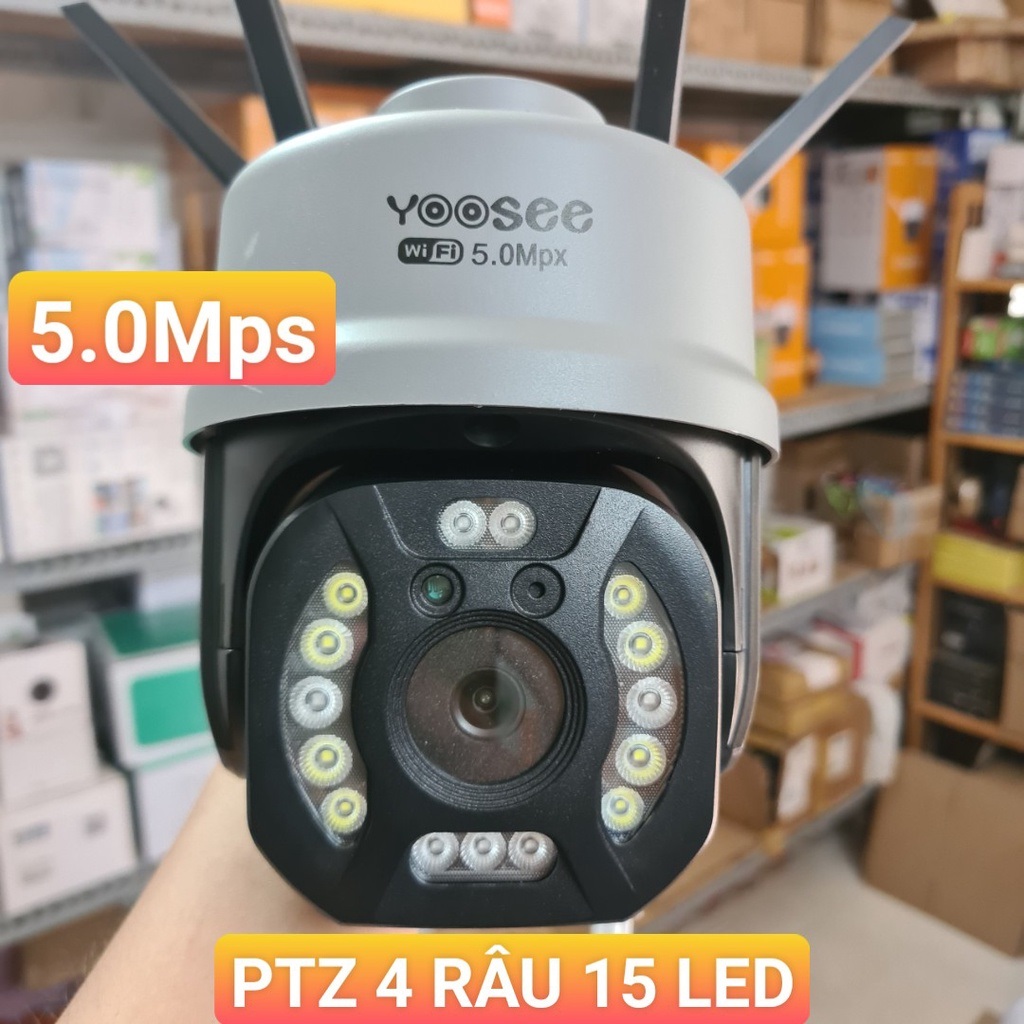 Camera Yoosee PTZ 5.0Mpx Ngoài Trời 15 Led 4 Râu Xoay 360°