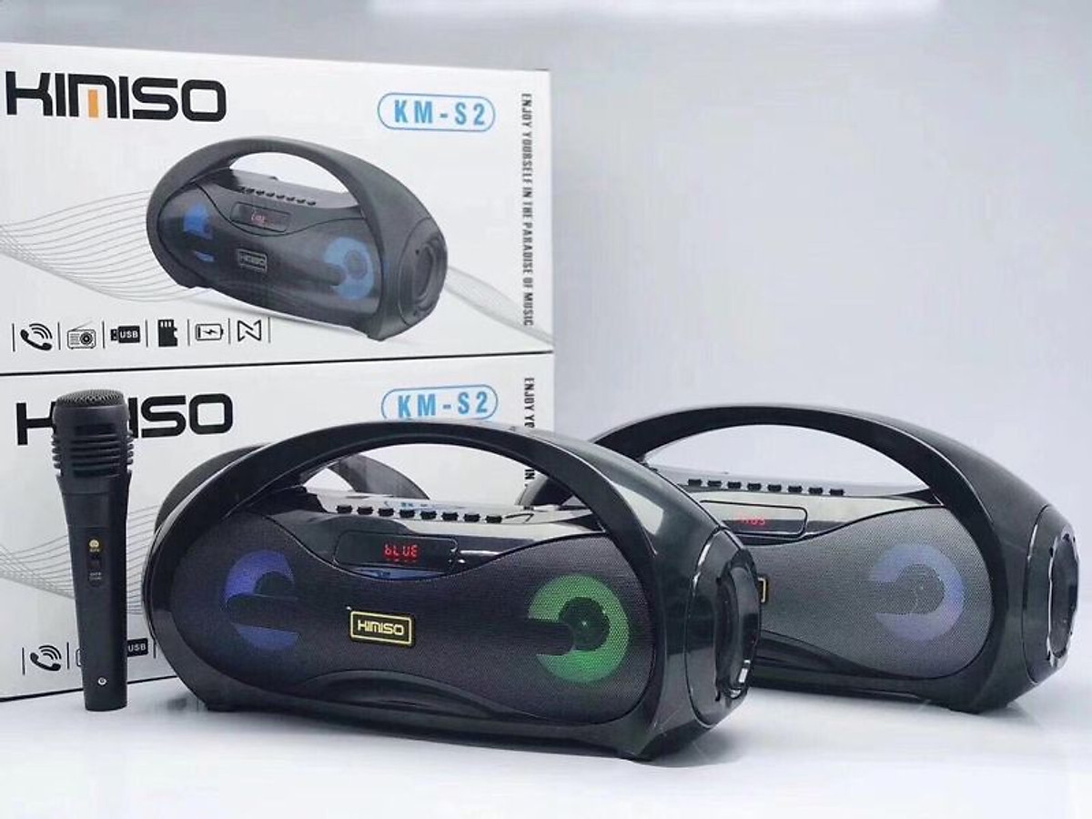 Loa Bluetooth Kimiso KM-S2 Có Led âm Thanh Stereo Cực Hay Tặng Kèm Mic Và Dây