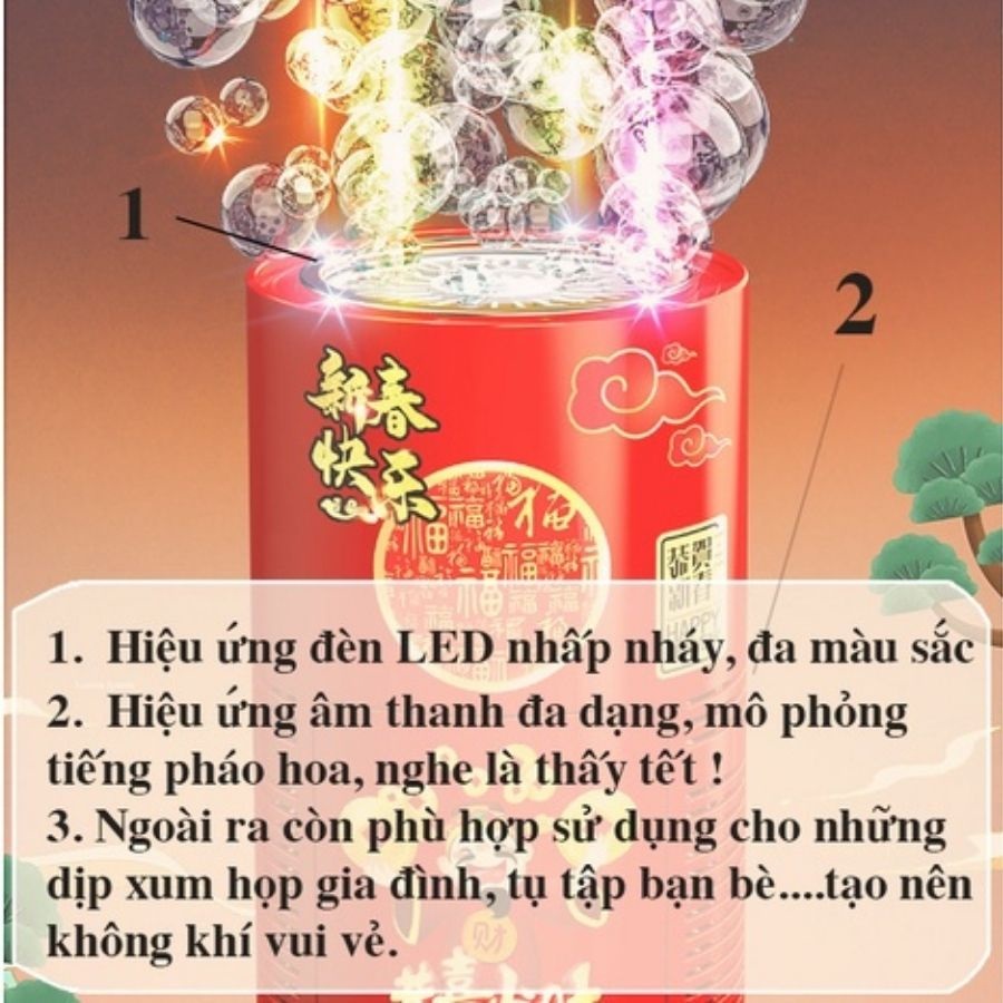 Loa Thổi Bong Bóng Pháo Hoa Tự Động Có Đèn Led Kèm Nhạc Trang Trí Ngày Lễ, Tết