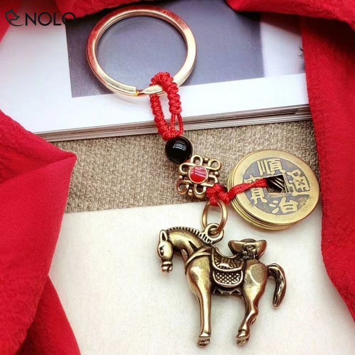 Móc Khoá Mã Đáo Thành Công Hình Ngựa Kèm Đồng Xu