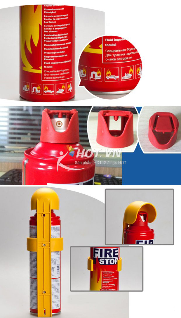 Bình Chữa Cháy Mini Firestop  Cho Xe Hơi 500ml Tiện Dụng