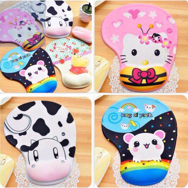 Pad Lót Chuột Có Đệm Đỡ Cổ Tay Hình Thú