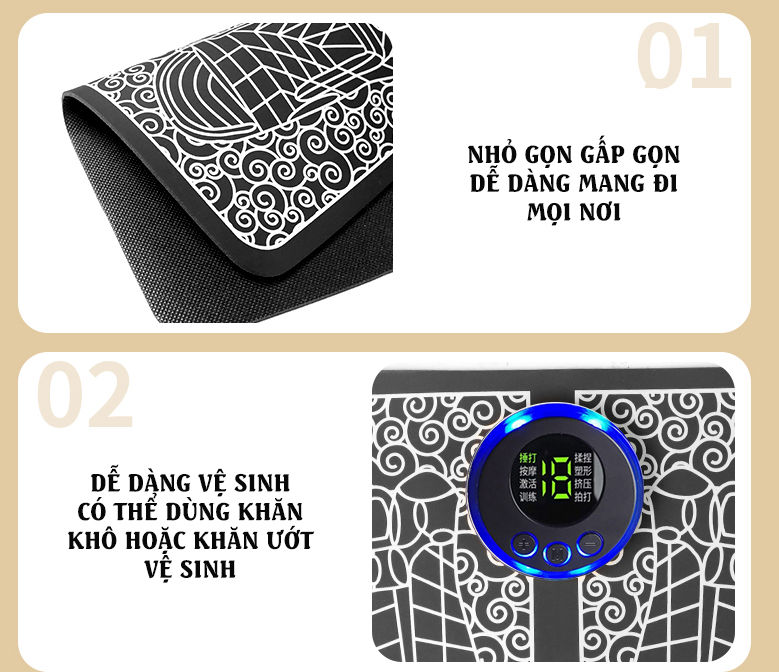 Thảm Massage Chân Ems Sạc Usb Kèm Remote Thảm Massage Chân Ems Sạc Usb Kèm Remote