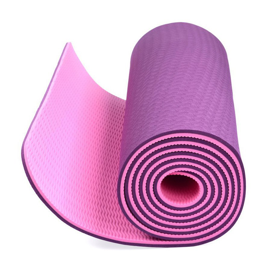 Thảm Tập Yoga TPE 2 Lớp Hoa Văn 61x183cm Dày 6 Ly