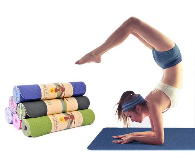 Thảm Tập Yoga TPE 2 Lớp Hoa Văn 61x183cm Dày 6 Ly