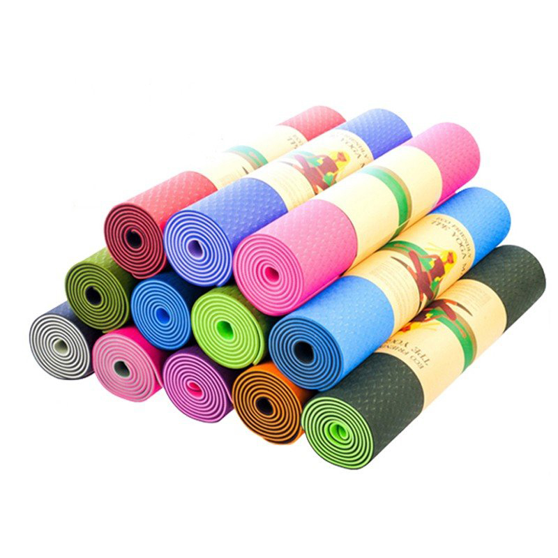Thảm Tập Yoga TPE 2 Lớp Hoa Văn 61x183cm Dày 6 Ly