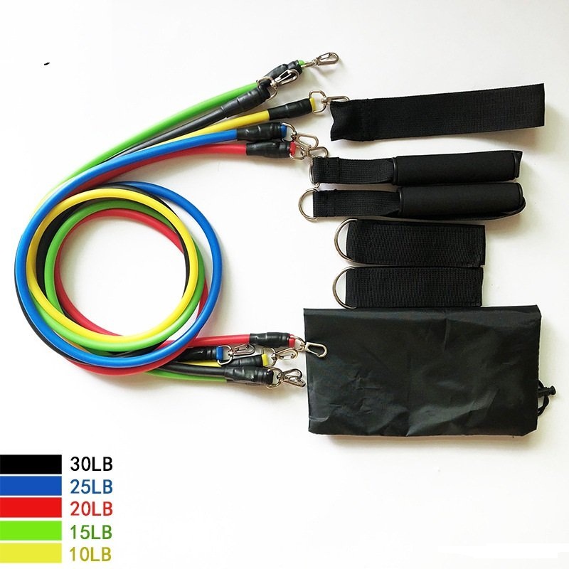 Bộ 5 Dây Kéo Đàn Hồi Tập Thể Dục Cao Cấp + Tặng Kèm 2 Tay Cầm, 2 Dây Móc, 1 Neo Cửa, 1 Túi Đựng