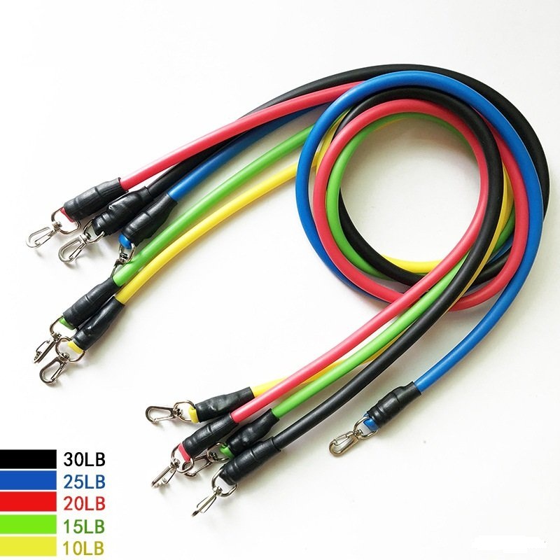 Bộ 5 Dây Kéo Đàn Hồi Tập Thể Dục Cao Cấp + Tặng Kèm 2 Tay Cầm, 2 Dây Móc, 1 Neo Cửa, 1 Túi Đựng