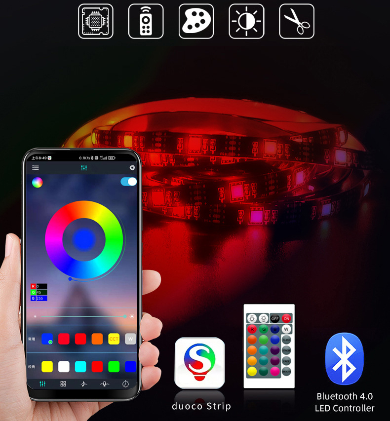 Dây Đèn Led 5M Kết Nối Bluetooth Có Remote Dây Đèn Led 5M Kết Nối Bluetooth Có Remote