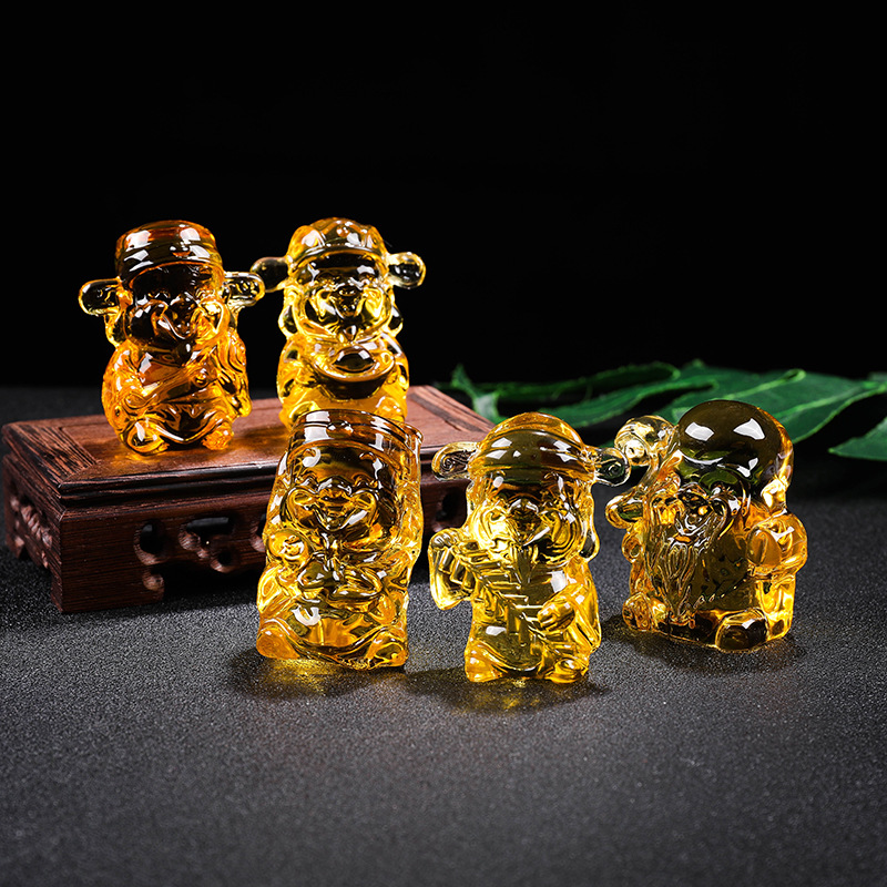 Bộ 5 Tượng Thần Tài Pha Lê Ngũ Phúc Chiêu Tài Lộc