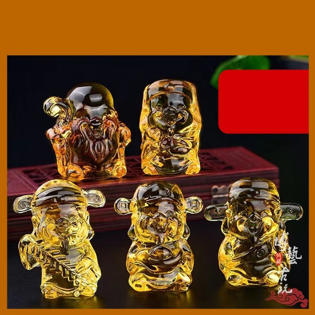 Bộ 5 Tượng Thần Tài Pha Lê