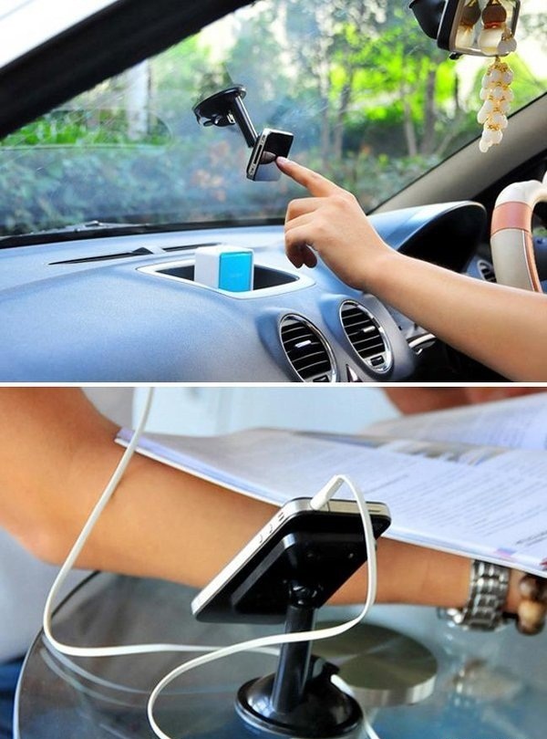 Đế Hít Điện Thoại Để Bàn, Xe Hơi Xoay 360 Độ 8 Chấu Đa Năng