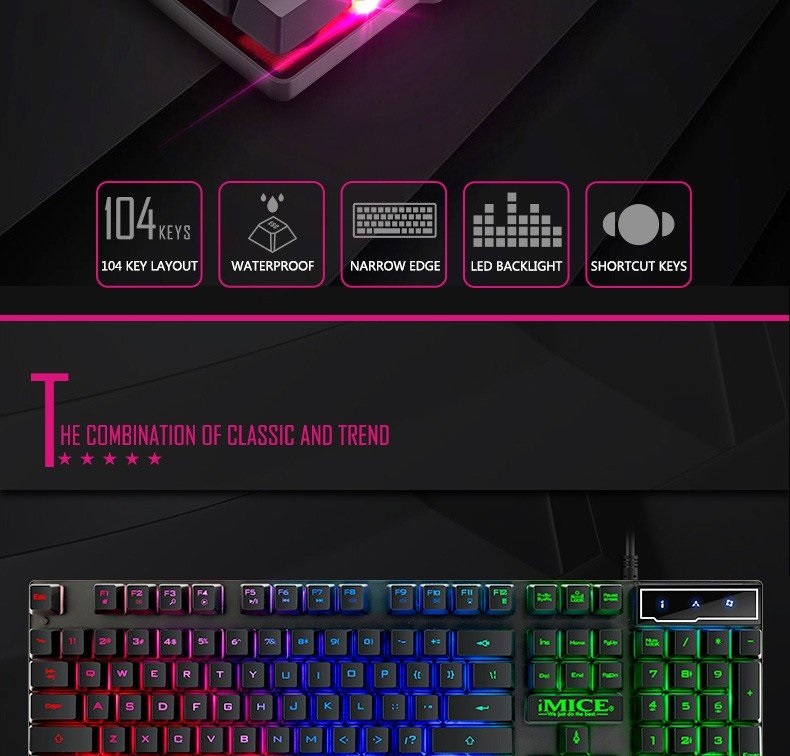 Bàn Phím Giả Cơ IMICE Có Led AK-600 Cao Cấp