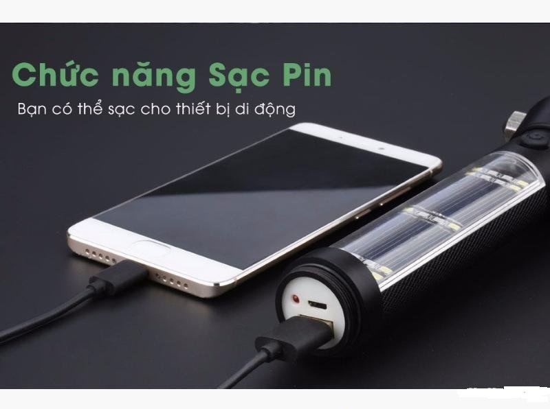 Đèn Pin Cứu Hộ 11 Chức Năng Dùng Pin Sạc Và Năng Lượng Mặt Trời Siêu Sáng