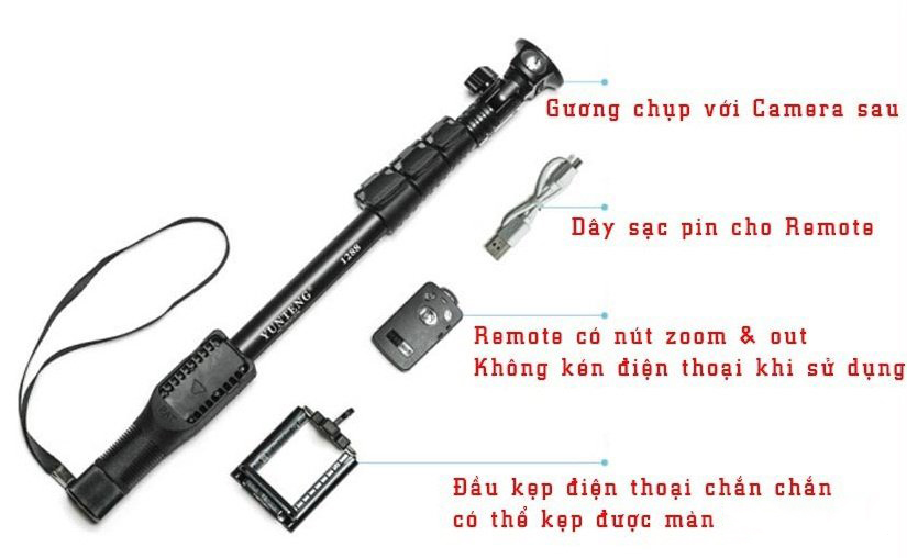 Gậy Chụp Hình Bluetooth Yunteng 1288 Kiêm Gậy Tự Vệ