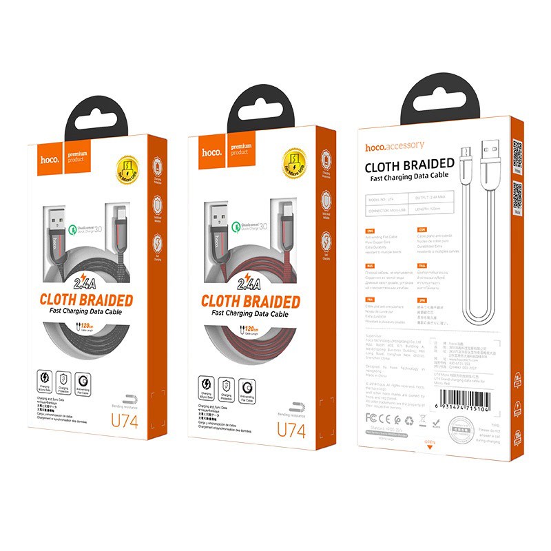 Cáp Sạc Nhanh Micro Usb Hoco U74