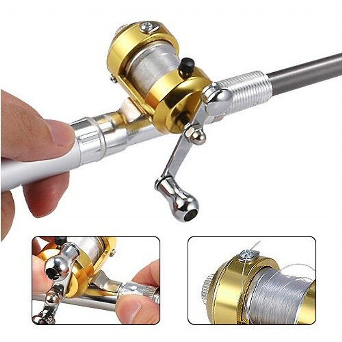 Bộ Cần Câu Cá Du Lịch Mini Dài 100Cm Hình Bút Bi Máy Ngang