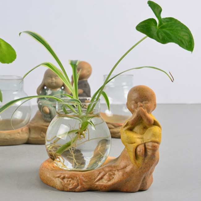 Bộ 4 Tượng Chú Tiểu Kèm Lọ Hoa