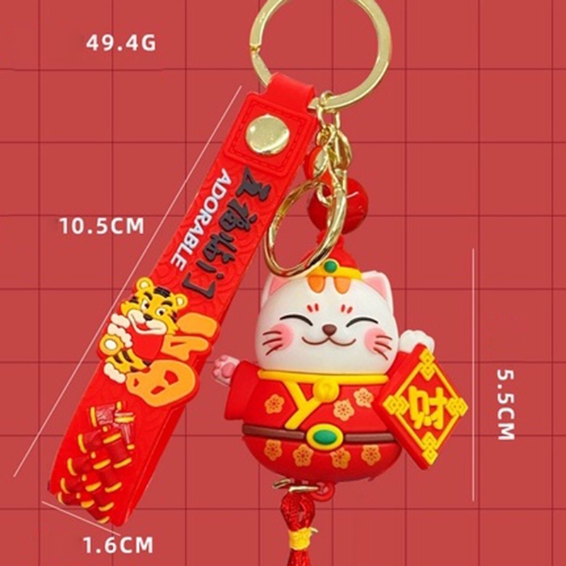Móc Khóa Mèo Thần Tài Có Dây Silicone Size Lớn