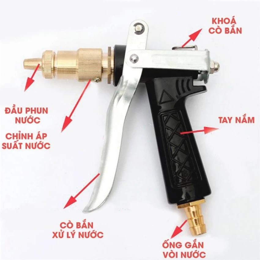 Đầu Vòi Xịt Nước Rửa Xe Tăng Áp Lực Nước