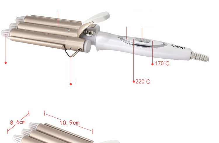 Máy Uốn Tóc 3 Trục Kemei - 1010