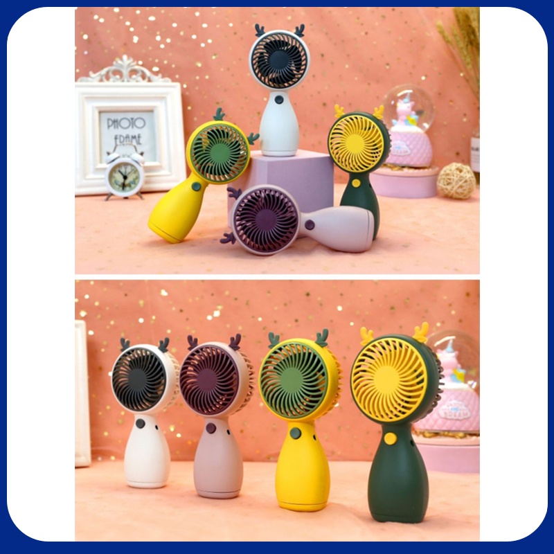 Quạt Mini Tích Điện Cầm Tay Hình Tai Hươu (Cái)