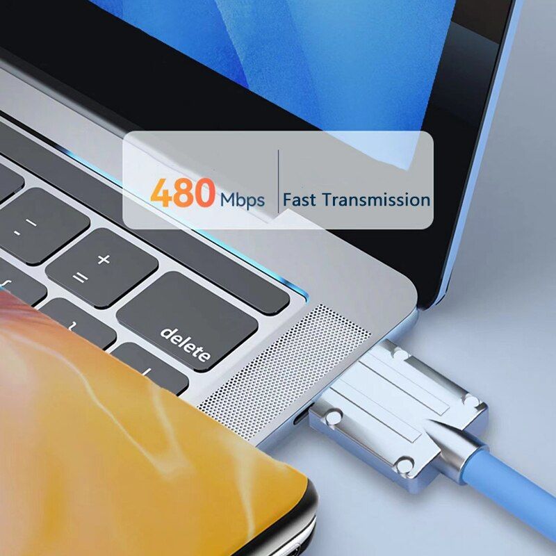 Cáp Sạc Nhanh 120W Cá Mập Bọc Thép Cổng Micro Usb Dây Silicon Dài 1M