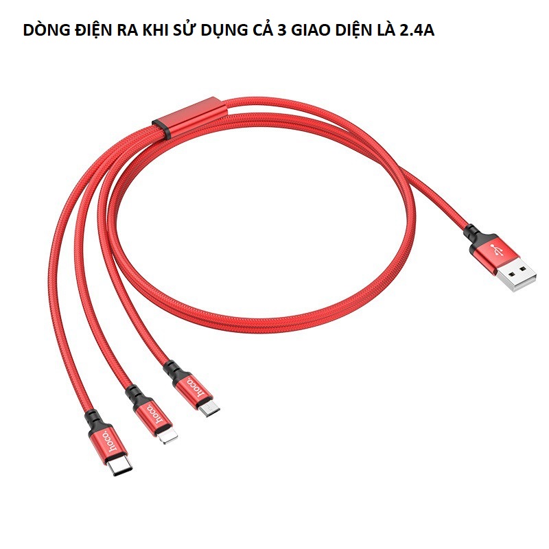 Cáp Sạc Hoco X14 3 Trong 1