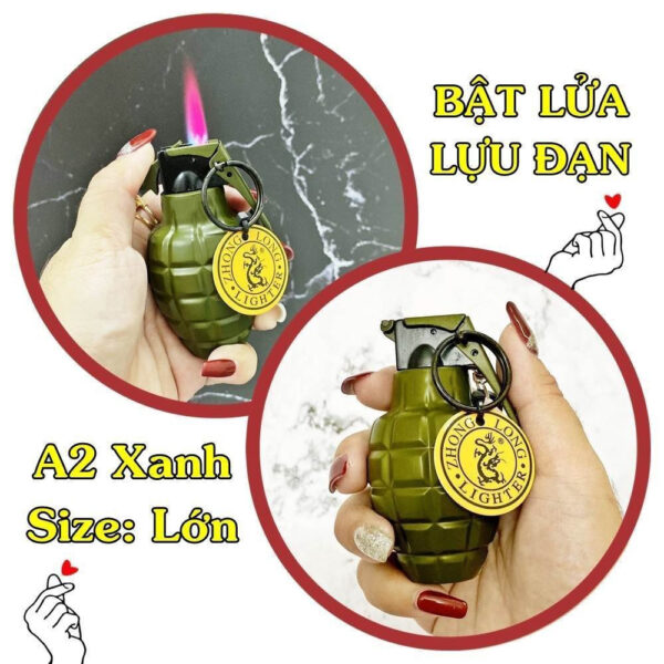 Bật Lửa Hộp Quẹt Hình Trái Lựu Đạn Loại Lớn Lửa Khò