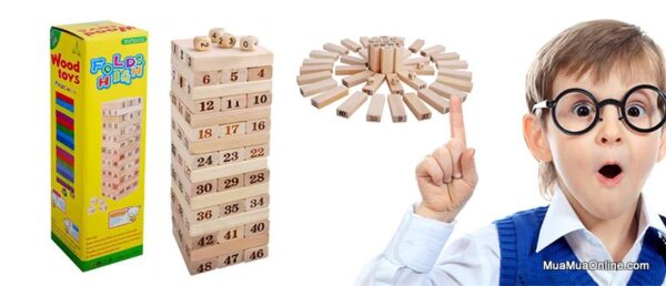 Bộ Trò Chơi Rút Gỗ 48 Thanh Wood Toy Loại Lớn (Hộp Vàng)