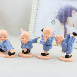 Bộ Tượng 4 Chú Tiểu Múa Võ Áo Xanh