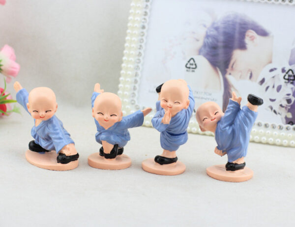 Bộ Tượng 4 Chú Tiểu Múa Võ Áo Xanh