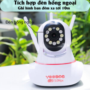 Camera Yoosee 3 Râu 5.0Mpx 11 Led Góc Rộng Siêu Nét Full Hd Hồng Ngoại Quay Đêm, Đàm Thoại 2 Chiều Full Box