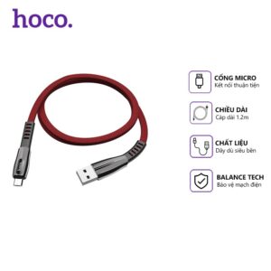 Cáp Sạc Hoco U70 Dây Dù 2.4A Cổng Micro Dây Dài 1.2m Có Led