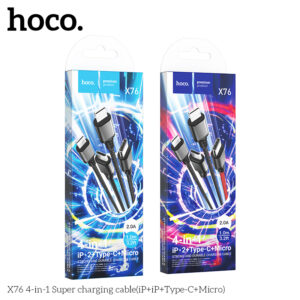 Cáp Sạc Hoco X76 Super 4 Trong 1 2.0A Cổng IP * 2 + TypeC + Micro Dây Dài 1m