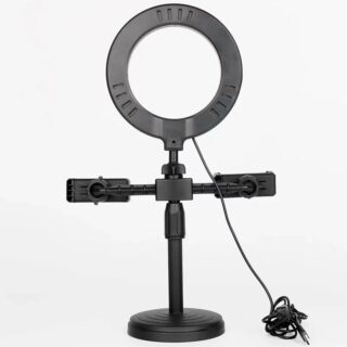Đèn Livestream 16Cm Kèm 2 Khung Kẹp Điện Thoại Gấp Gọn