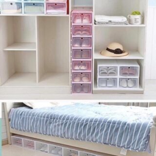 Hộp Đựng Giày Nhựa PP Nắp Đậy Trong Suốt Loại Lớn 33x23cm