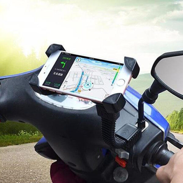 Kẹp Điện Thoại 4 Cạnh Gắn Kính Chiếu Hậu Xe Máy