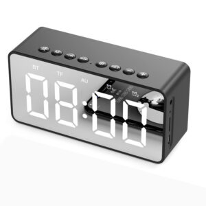 Loa Bluetooth 5.0 BT506F Tráng Gương Có Đồng Hồ Thời Gian