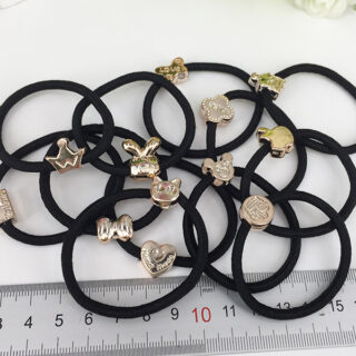 Set 100 Dây Cột Tóc Đen Co Giãn Tốt Nhiều Hình Siêu Dễ Thương