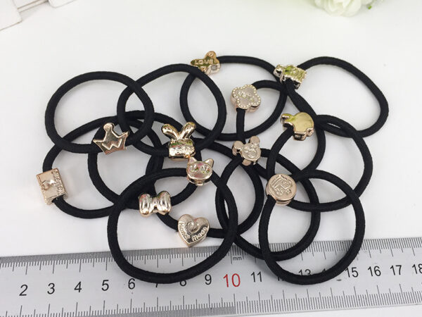 Set 100 Dây Cột Tóc Đen Co Giãn Tốt Nhiều Hình Siêu Dễ Thương