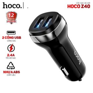 Tẩu Sạc Nhanh Hoco Z40 Cho Ô Tô 2 Cổng USB 2.4A