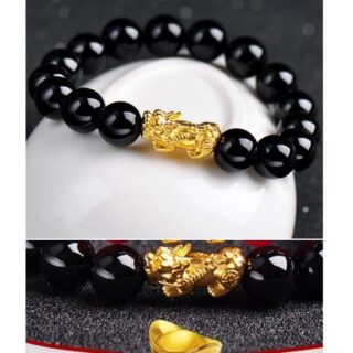 Vòng Đeo Tay Tỳ Hưu Đá Đen May Mắn